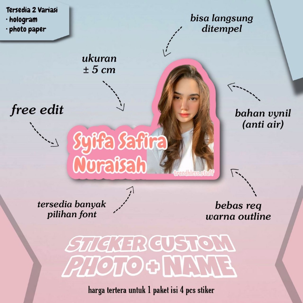 

Stiker Face nama + foto custom / Kata kata Free edit