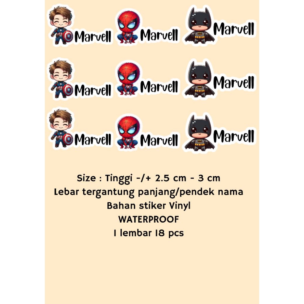 

stiker nama waterproof,stiker untuk label nama bisa untuk tempel di lunch box , botol minum dll