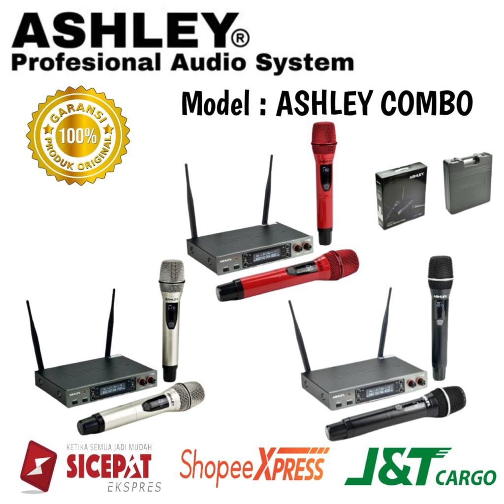 Mic Wireless Ashley Combo Original Mic Wireless Ashley anti feedback