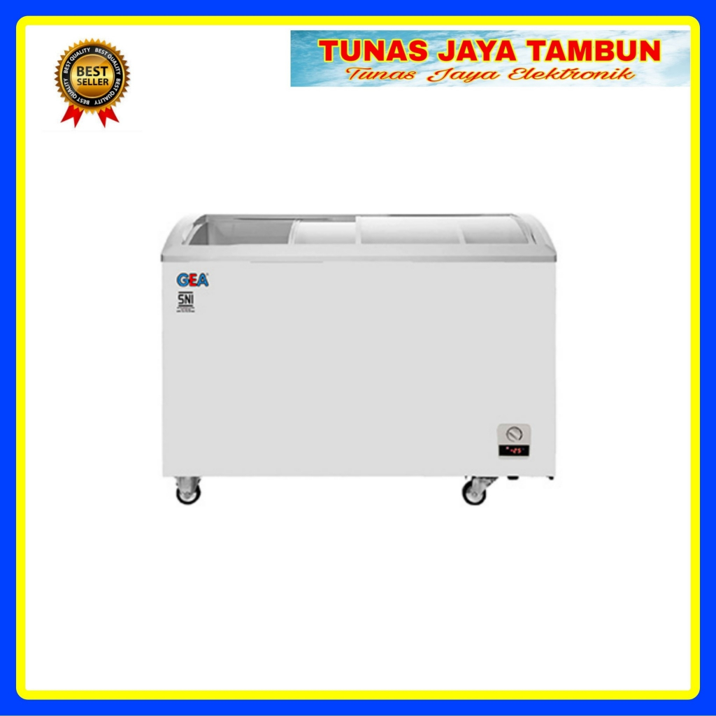 GEA CHEST FREEZER SLIDING CURVE SD 303 / BOX FREEZER GEA 303 LITER KACA / GEA SD-303 SLIDING CURVE