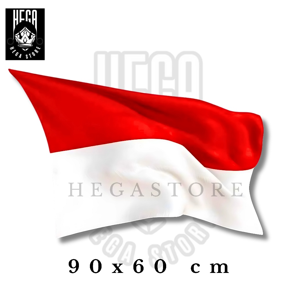 Bendera Merah Putih 90×60 cm – Kain Satin Peles Tebal, Tali Pengikat – untuk Tiang Rumah & Upacara