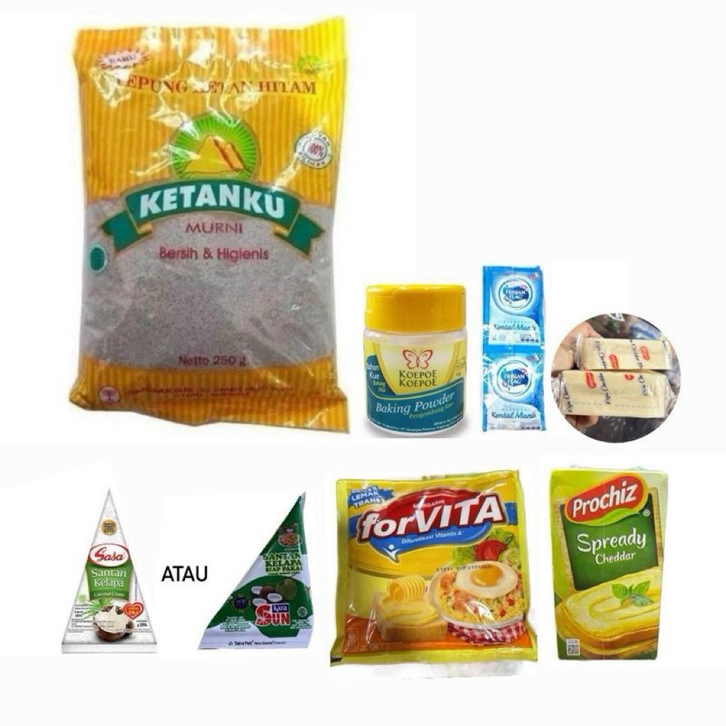 

PAKET BAHAN BOLU KETAN HITAM viral / paketan bahan bolu ketan hitam / paket keju oles prochiz 160 gram / paket margarin forVITA / paket baking powder / paket tepung ketan hitam viral best seller / tepung ketan hitam murah Shopee