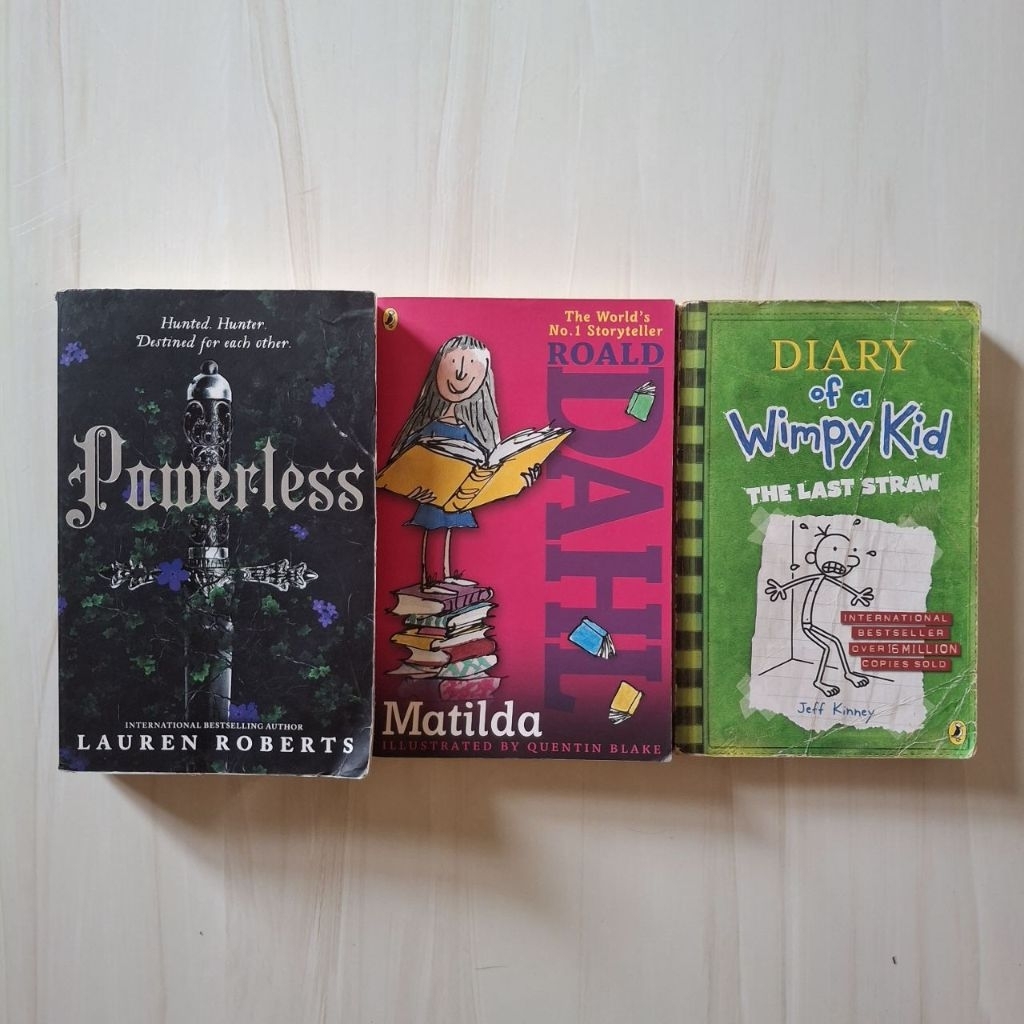 Buku preloved english import powerless, diary of a wimpy kid, matilda