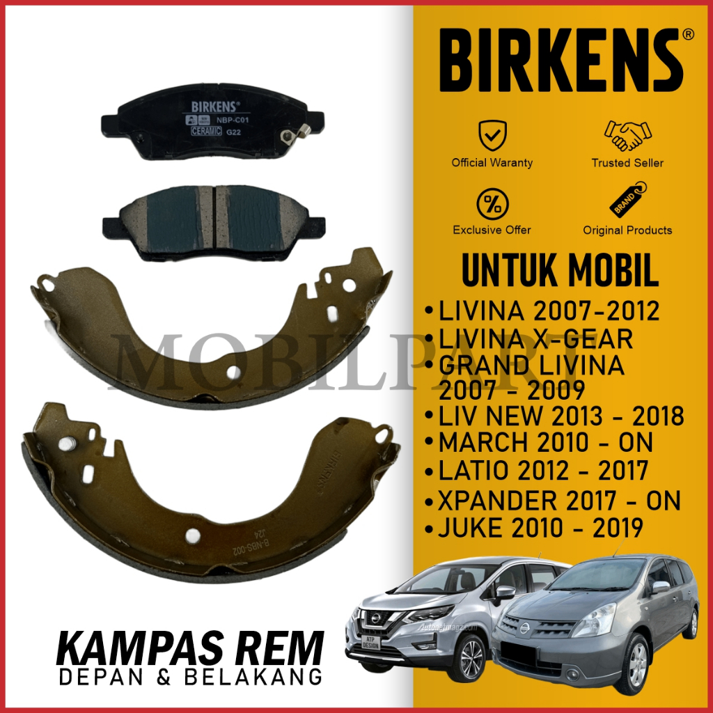 KAMPAS REM GRAND LIVINA DEPAN & BELAKANG BRAKE PAD BRAKE SHOE LATIO XPANDER JUKE BIRKENS