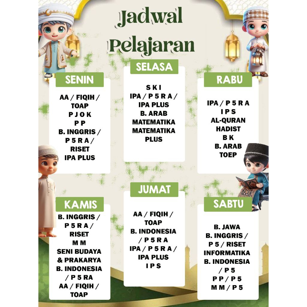 

STIKER JADWAL PELAJARAN CUSTOM FULL