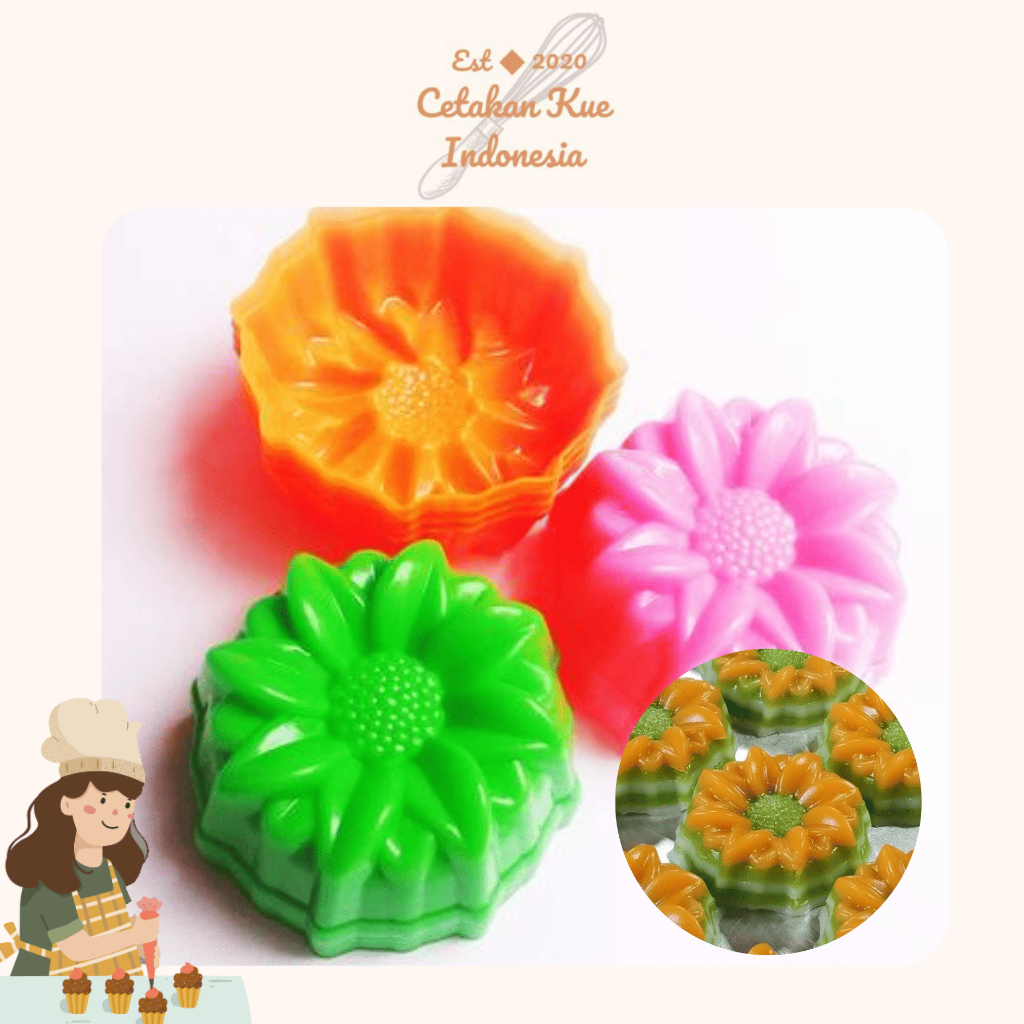 {CKI} [Isi12] Cetakan Kue Kukus Sunflower Plastik Kecil Besar Jumbo / Cetakan Sunflower Kecil Besar 
