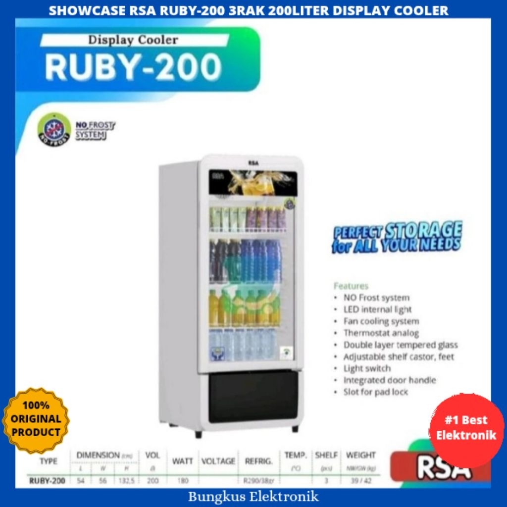 SHOWCASE RSA 3RAK RUBY-200 200LITER SHOWCASE DISPLAY COOLER RUBY200