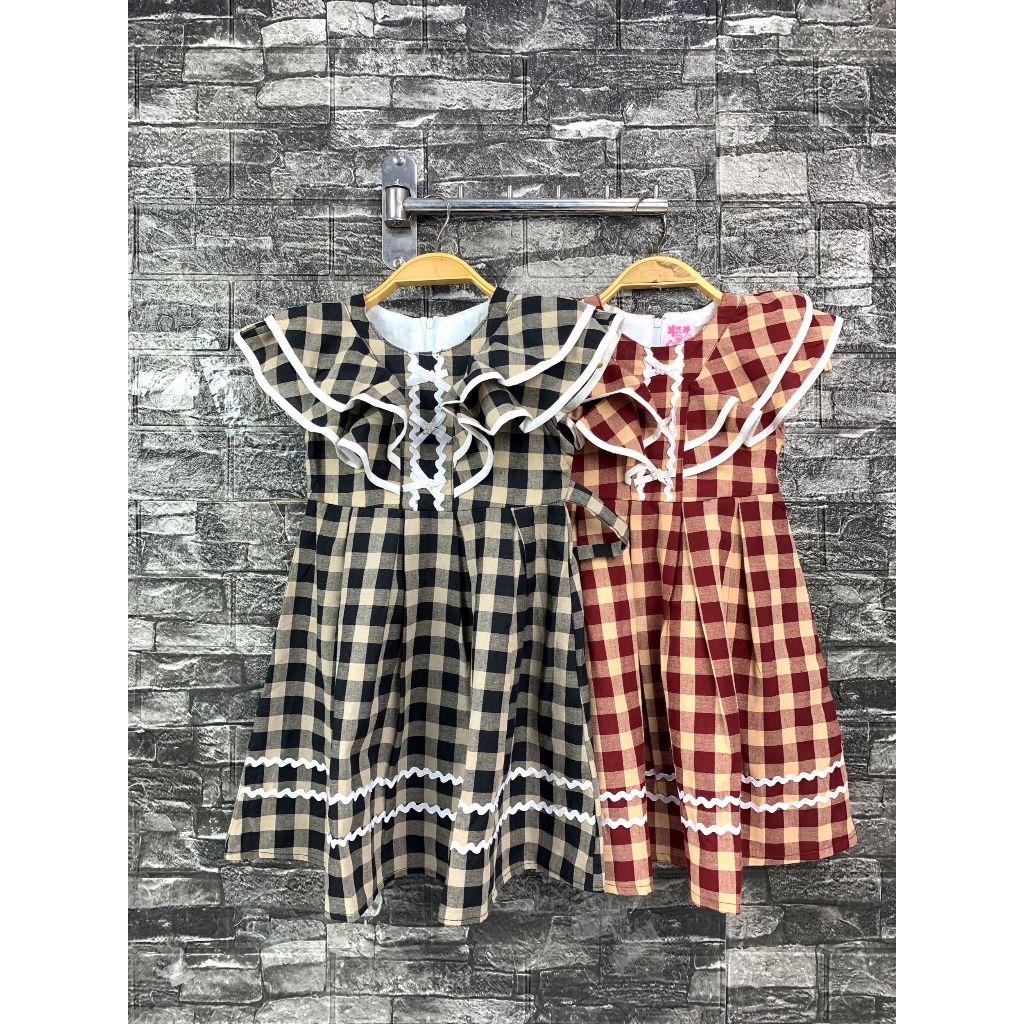 Nikita -  1947 Dress Anak 3 - 13 Tahun Dress Kotak Ruffle