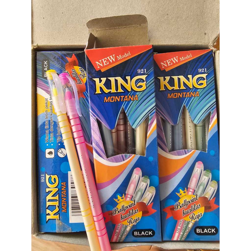 

PENA KING MONTANA Pulpen Pena 0.7mm 12 Pcs Ballpoint Pen Alat Tulis 921 KING