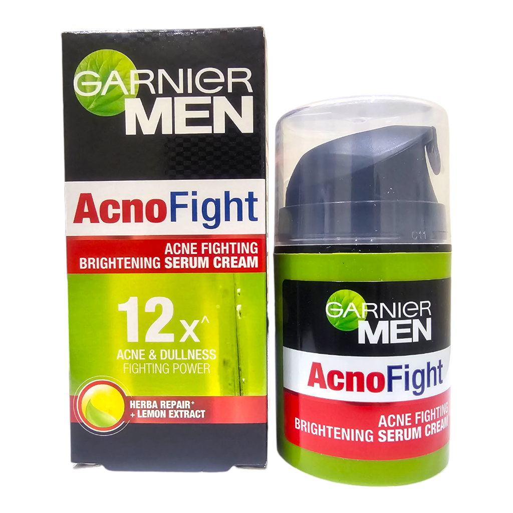 Garnier Men Acno Fight Acne Fighting Brightening Serum Cream Skin Care - 40ml | Contains Lemon Extra