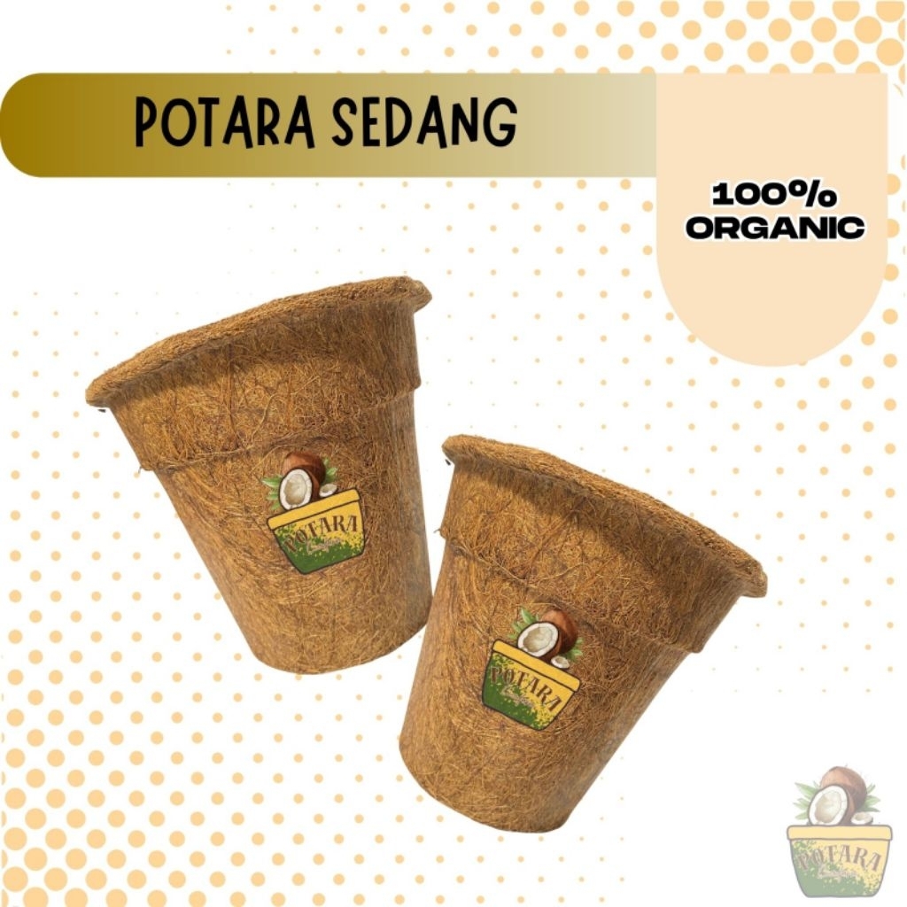 POTARA - Pot Organik Sabut Kelapa Bulat Sedang Pot Bunga Cocofiber Diameter 14cm