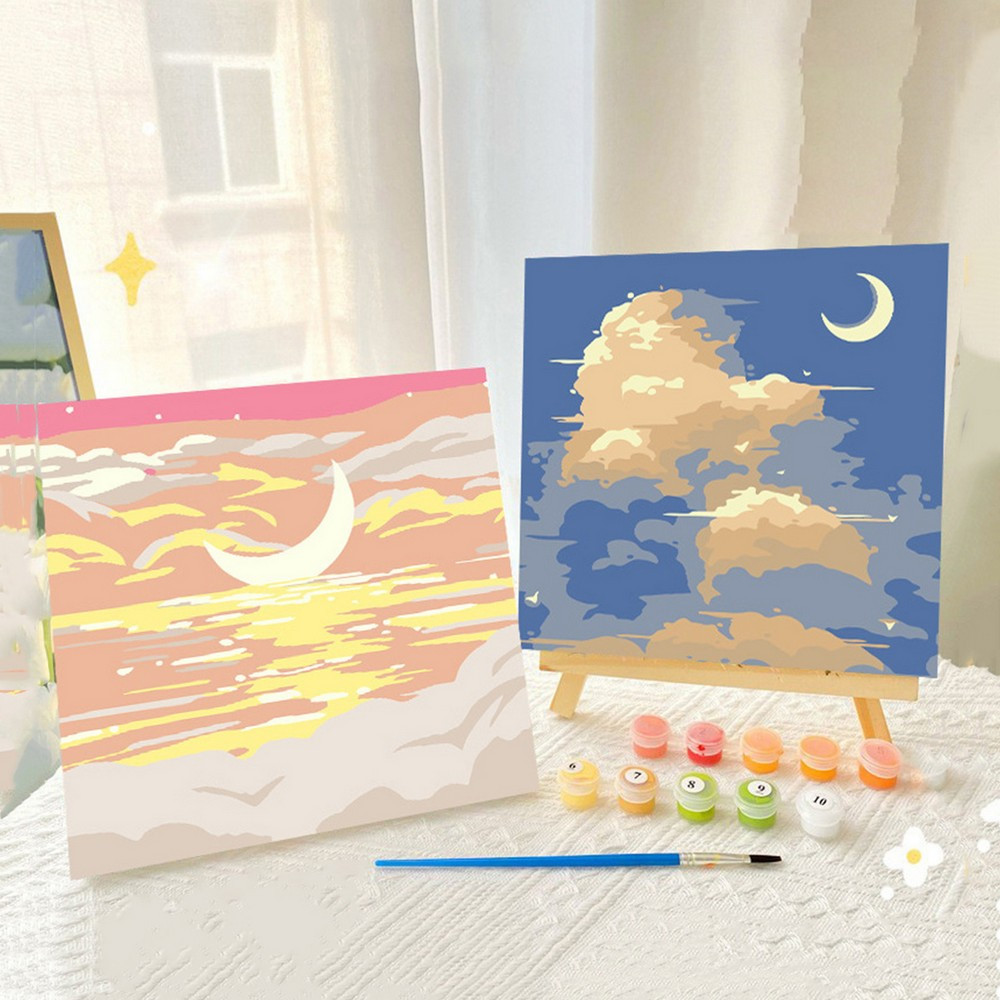 

EC Paint By Number Kit 20x20cm Kanvas Siap Lukis / DIY Canvas Acrylic Aesthetic / Diy Digital Painting Canvas Lukisan Bunga Pemandangan Wall Decoration Stockami A110