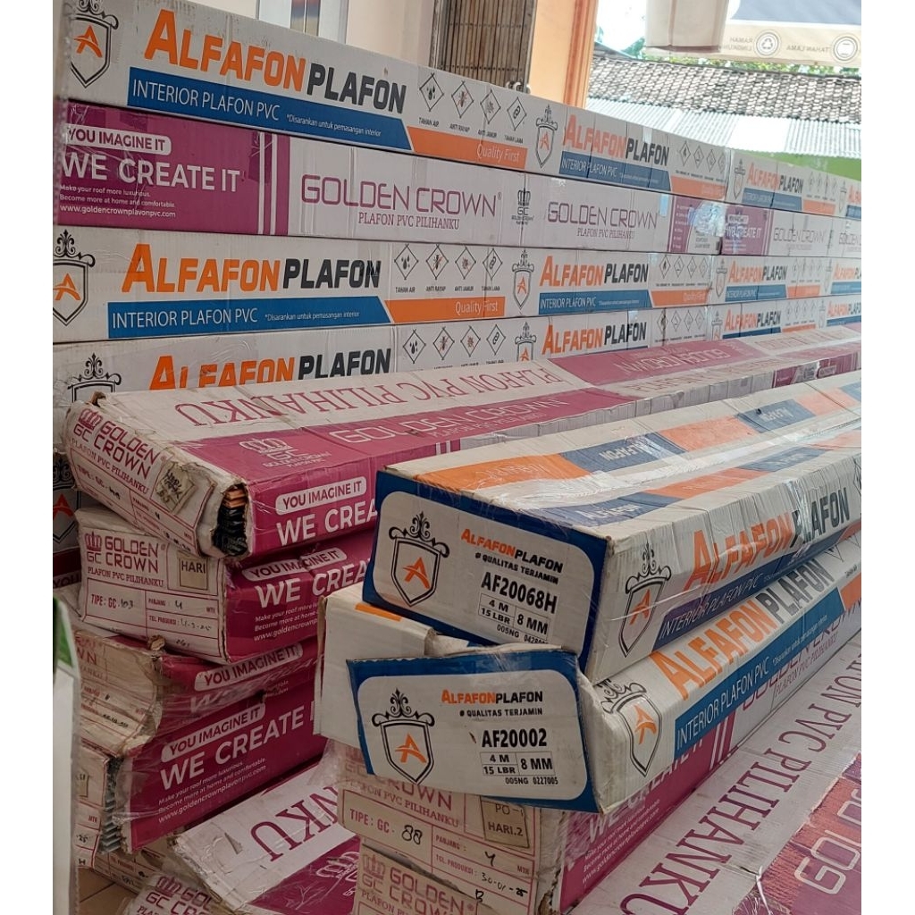 PLAFON PVC 1 DUS (isi 15 lembar) Panjang 4 meter, lebar 20 cm, tebal 8 mm
