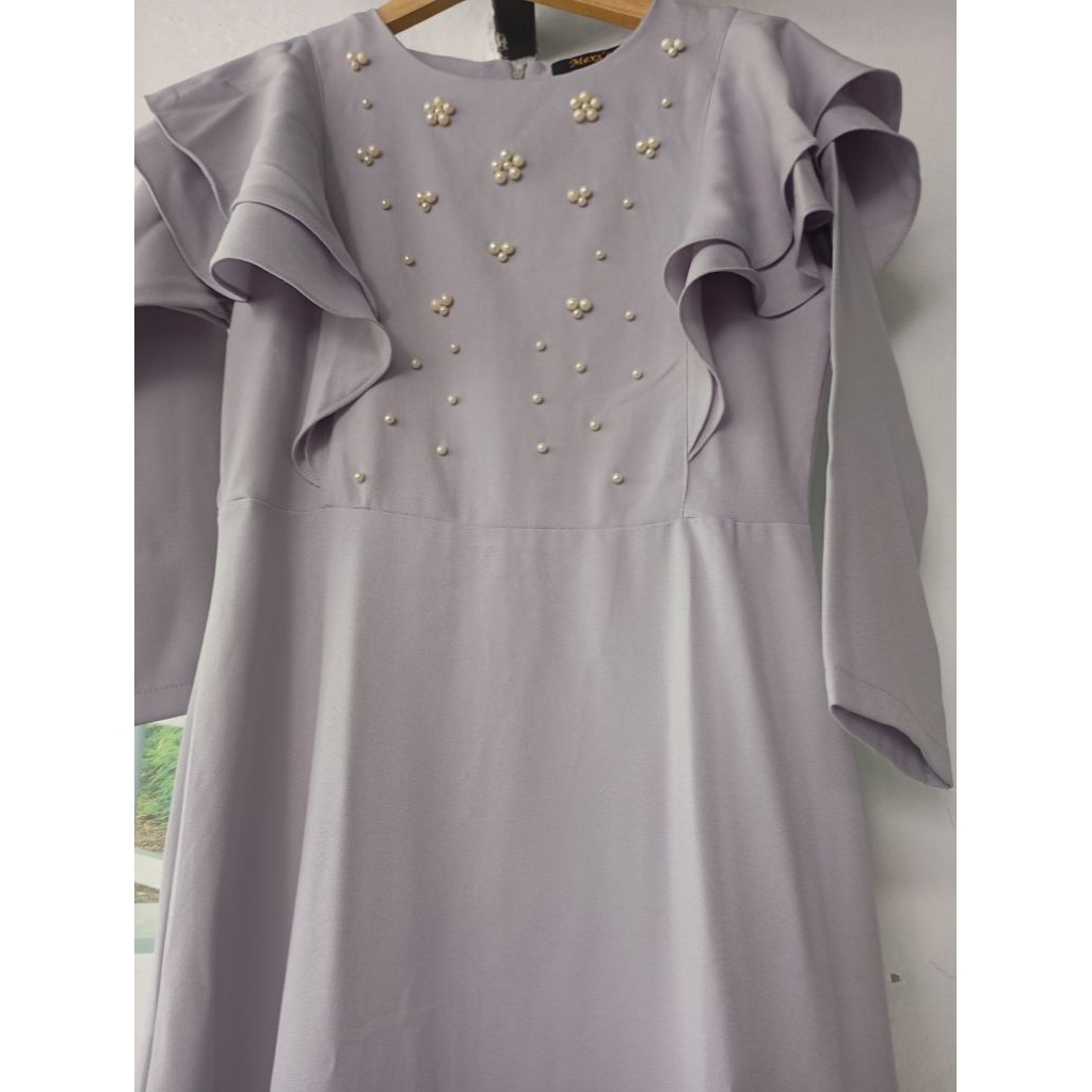 Gamis muslimah dewasa dan remaja rempel dengan mutiara bahan adem