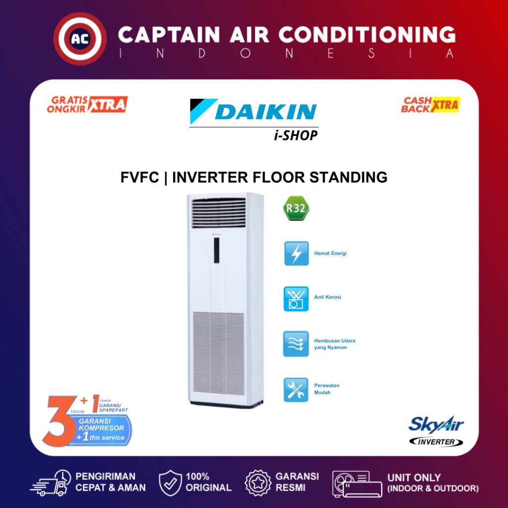 DAIKIN AC Floor Standing SkyAir Inverter FVFC-125 5 PK (3 Phase)