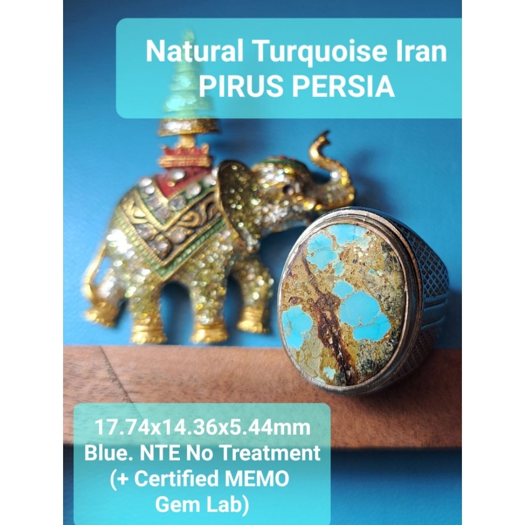 PIRUS PERSIA Natural TURQUOISE Iran NTE  No Treated Biru Alami + Gemstone MEMO Lab Gradasi Warna BIR