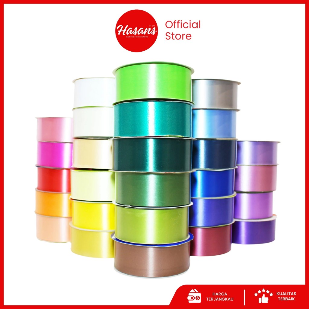 

Pita Jepang / Pita Kotak Hadiah / Pita Plastik / Pita Kado Warna Warni / Pita Kado Polos 1 1/2'' 15yd