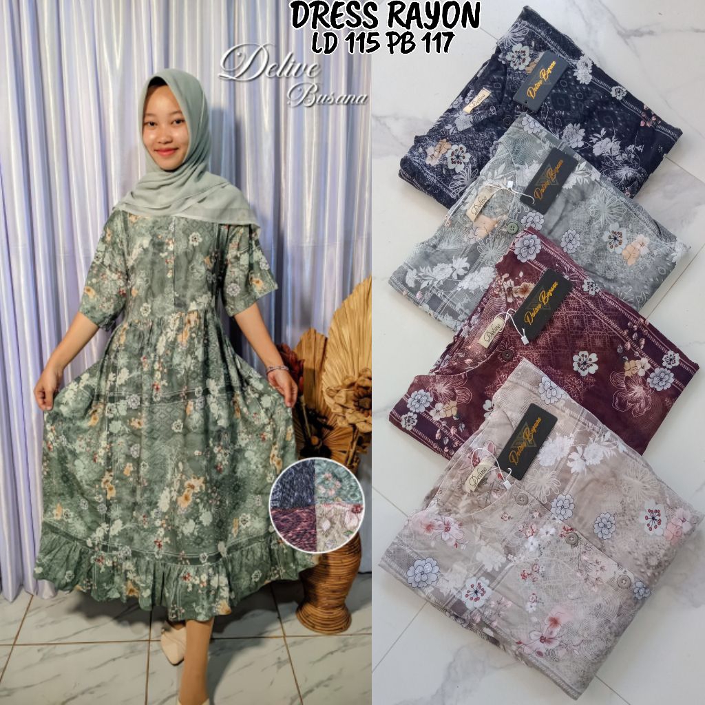 Dress Rayon Motif Bunga//Dress Rayon motif//homey dress rayon