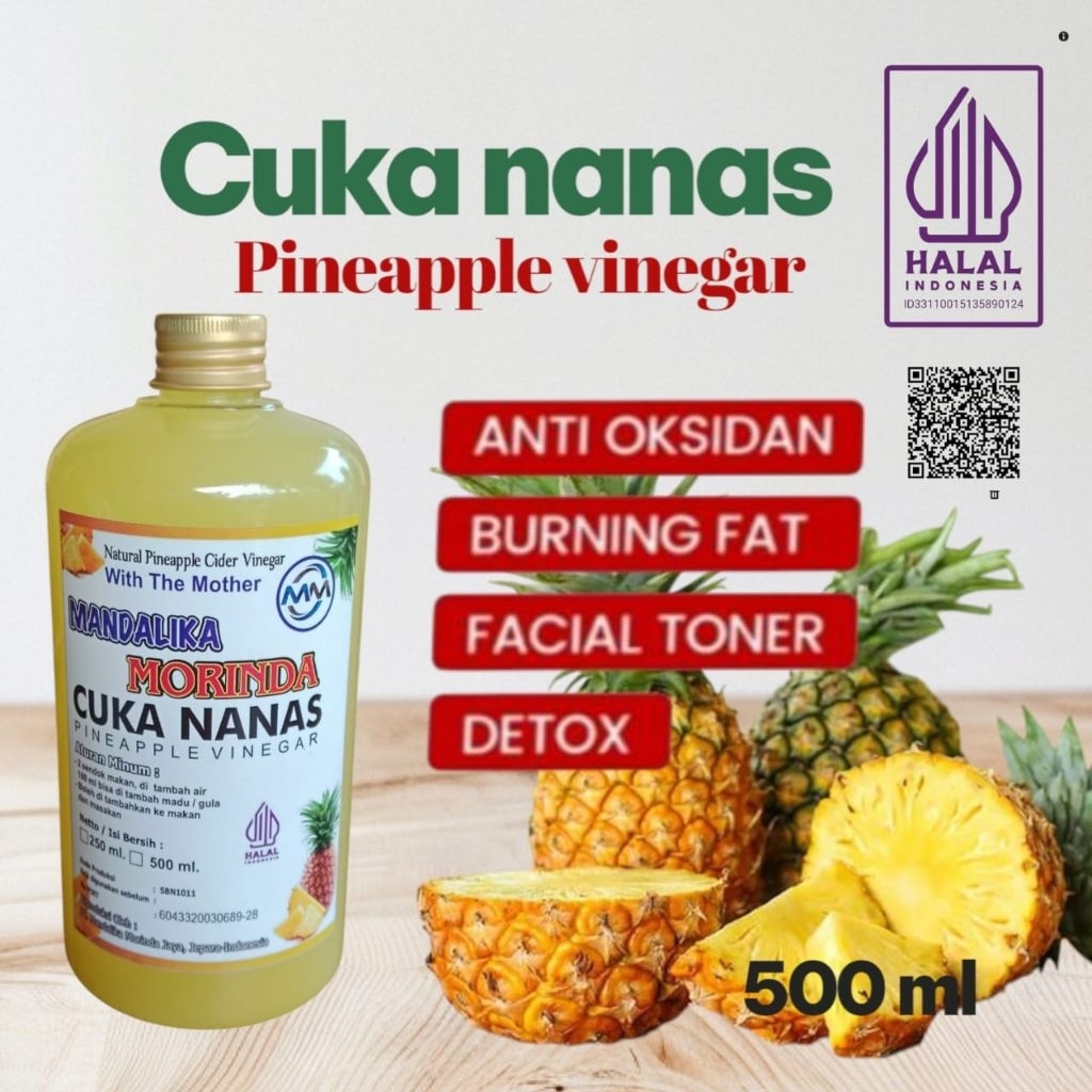 

Cuka Nanas 500 ml Mandalika Morinda fermentasi ,Alami