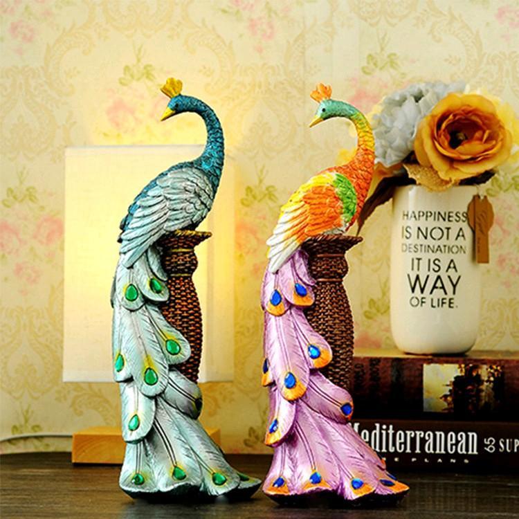 AHS Hiasan Patung Burung Merak Burung Hong Phoenix Pajangan Dekorasi Burung Merak Hias