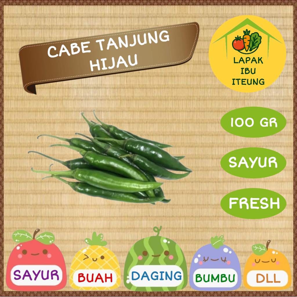 

CABE TANJUNG HIJAU INSTAN BANDUNG 100GR 1ONS SEGAR / CABAI IJO FRESH