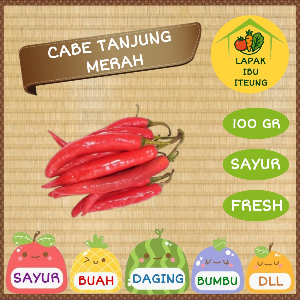 

CABE TANJUNG MERAH INSTAN BANDUNG 100GR 1ONS SEGAR / CABAI FRESH SAYUR SAYURAN PASAR
