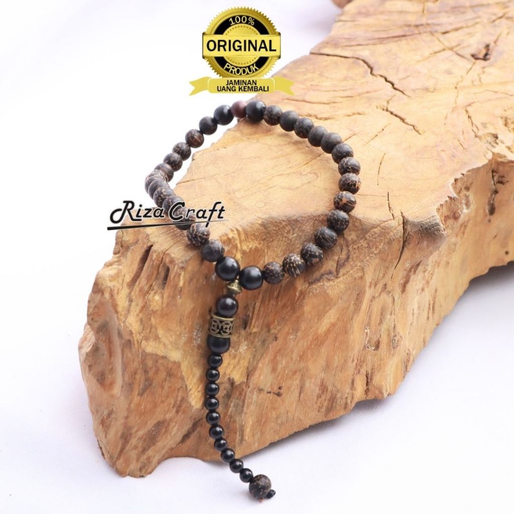 Tasbih 33 Butir Kayu Liwung Macan mix Galih Kelor Hitam Asli Original 100 %
