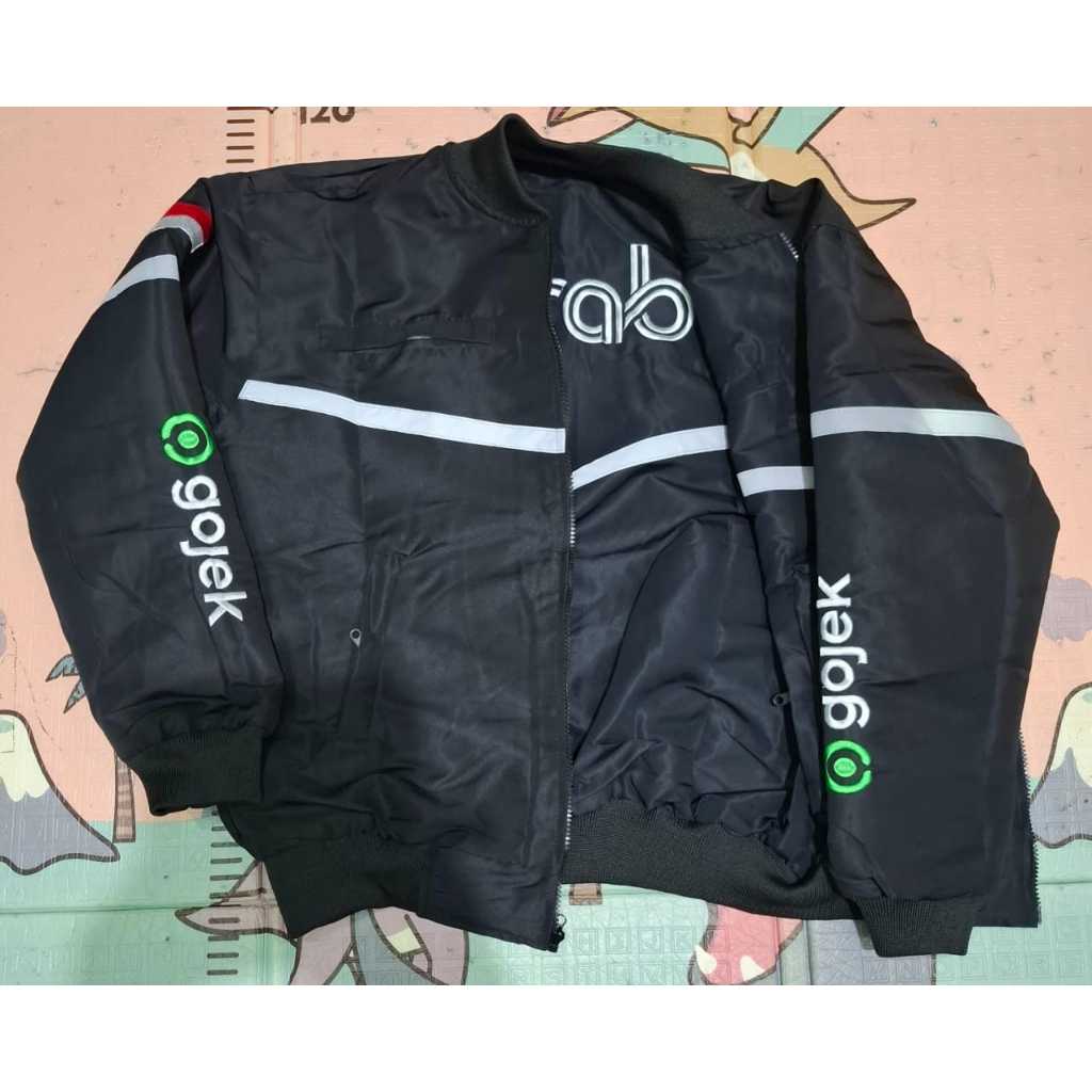 JACKET BLACK GOJEK BOLAK BALIK GRAB WATERPROOF SESUAI GAMBAR