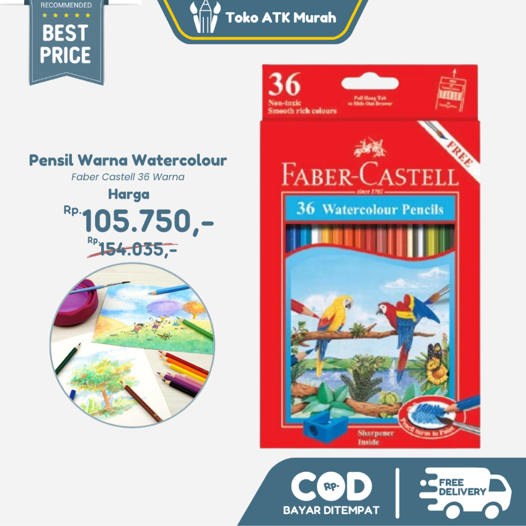 

Pensil Warna Faber-Castell 36 Watercolour Pencils (#114466)