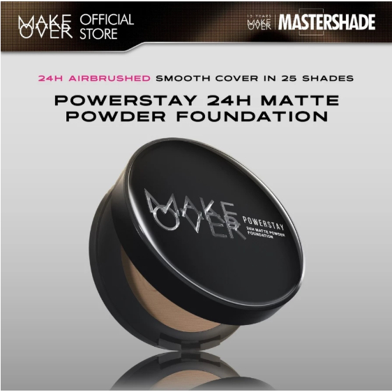 MAKE OVER Powerstay 24H Matte Powder Foundation - Bedak Padat High Coverage Ringan Compact