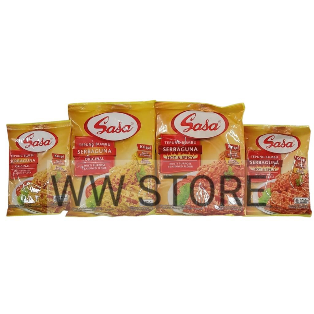 

Tepung bumbu SERBAGUNA rasa asli pedas halal MUI Sasa ORIGINAL / HOT & SPICY Multi Purpose Seasoned Flour 70g 210g