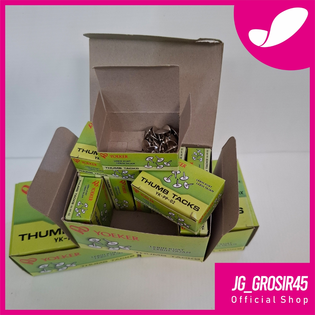 

THUMB TACKS /YOEKER PAKU PAYUNG YK-PP-02 - Paku PINES isi 10 Box/Paku Payung/Paku Dekorasi/Pines Klip