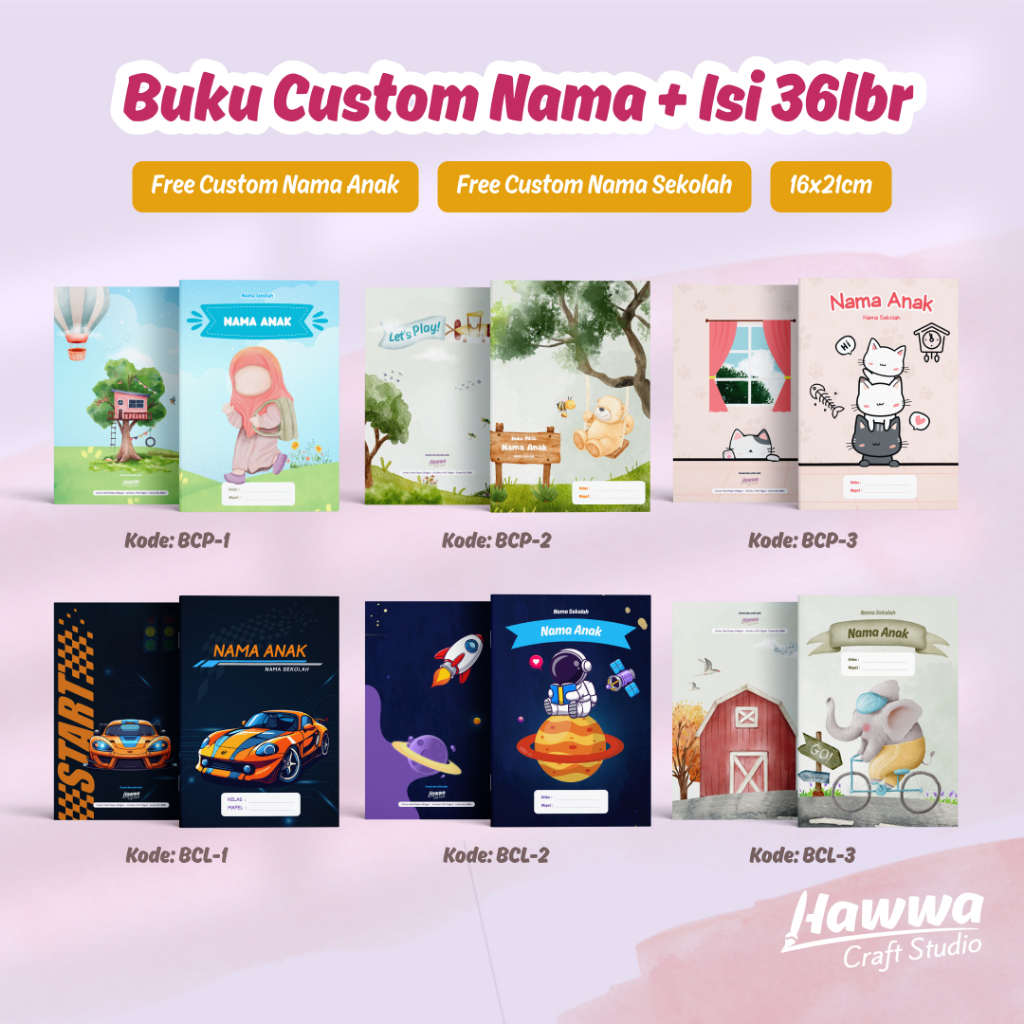 

Buku Tulis Custom Nama + Isi berwarna 36 lembar