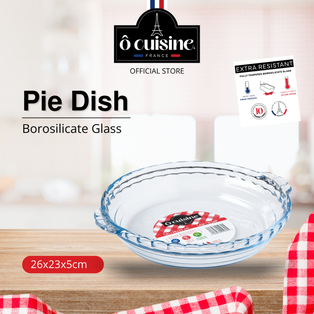 Loyang Kaca Ocuisine Bulat - Round Cake Dish With Handles 26x23x5cm