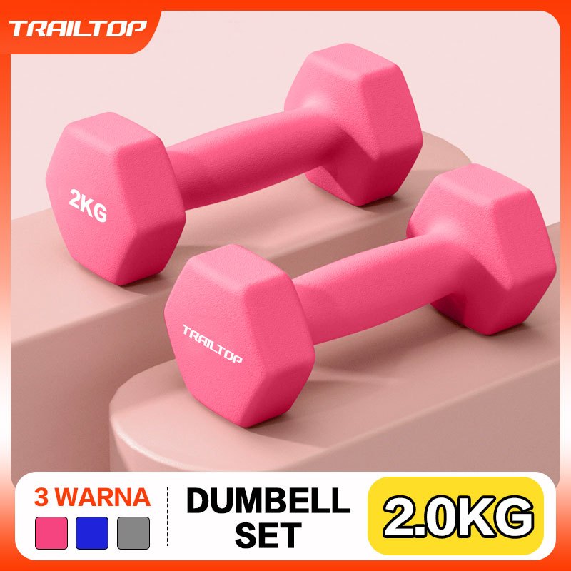 TrailTop Dumbbell Barbel 2kg Sepasang Alat Fitnes Rumah Gym Workout Angkat Beban Olahraga