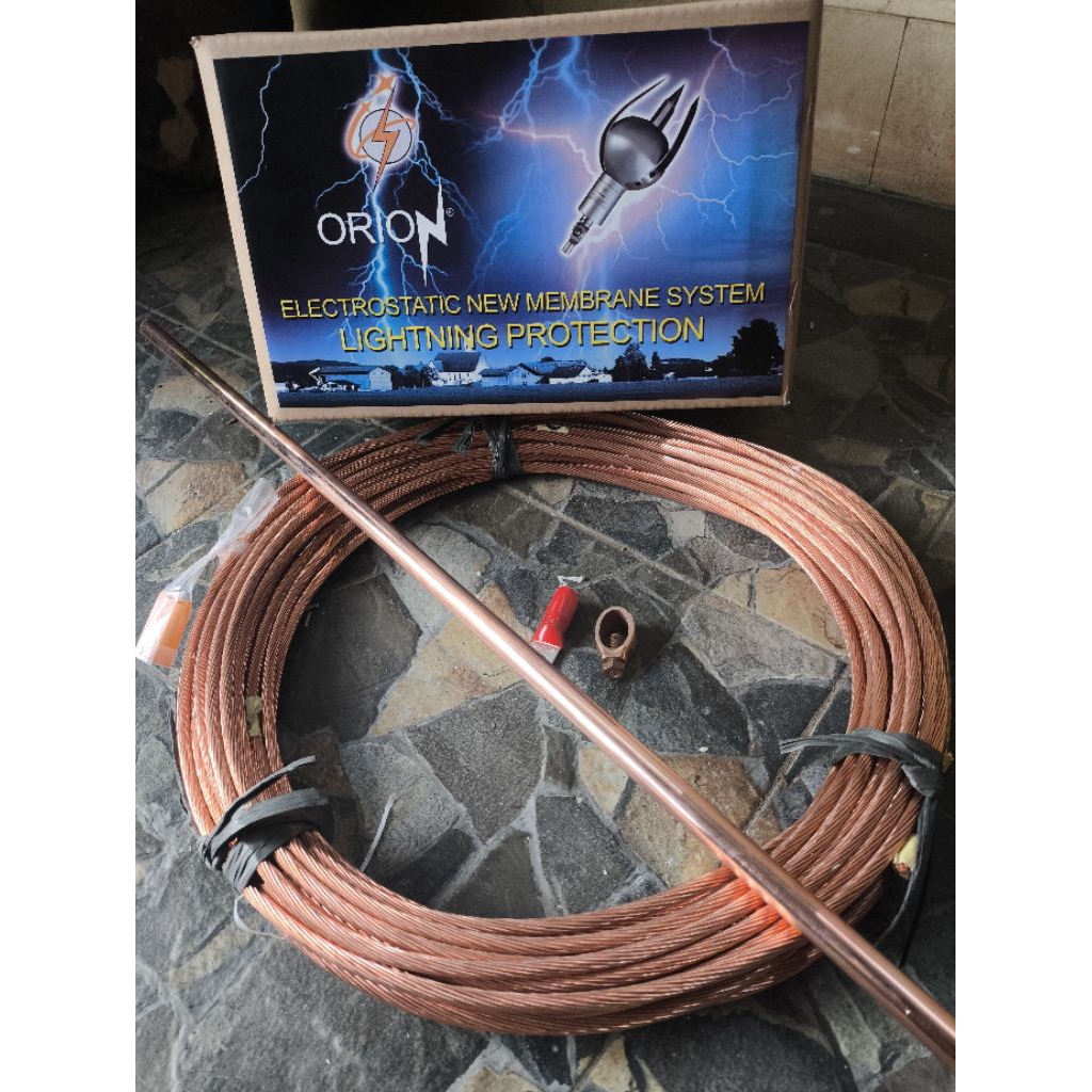 Penangkal Petir Orion Paket Penangkal Petir Head Terminal R150 Lengkap dengan Kabel BC dan Rod Temba