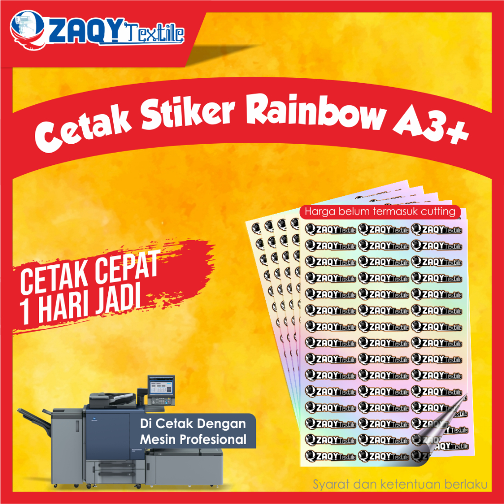 

Cetak Sticker Rainbow a3+ / Cetak Label kemasan / label usaha makanan LANGSUNG JADI