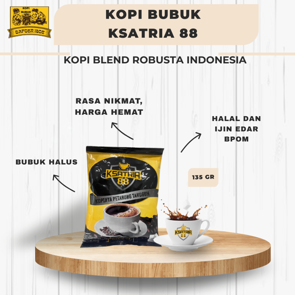 

KOPI STRONG Kopi Ksatria 88 kopi bubuk hitam robusta halus kopi tubruk pahit premium 135 gr