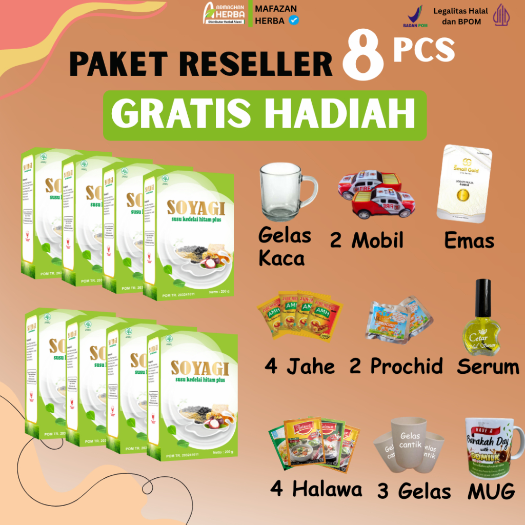 

[PAKET RESELLER] [BELI 8 DISKON 20%] [EXPIRED LAMA] Susu Kedelai Hitam SOYAGI | Susu DIET | Susu Penurun BB isi 200 gr