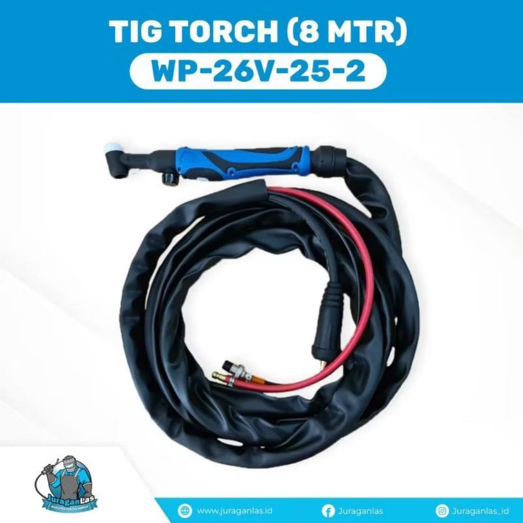 Stang Las Argon Tig Torch Set WP-26V panjang kabel 8 meter