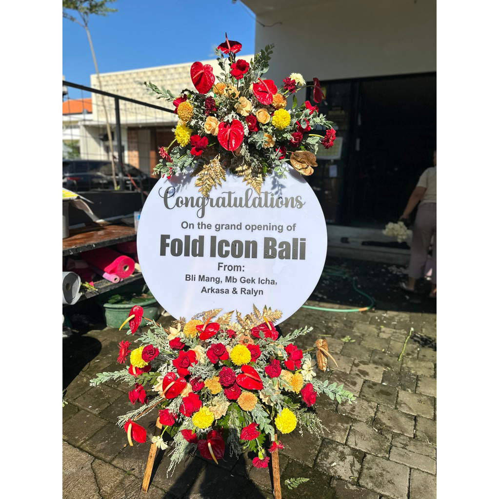 PU003 Achrelik D:80cm Asli aREAL PICTURE ASLI/Karangan bunga Bali/papan duka cita/papan ucapan weddi