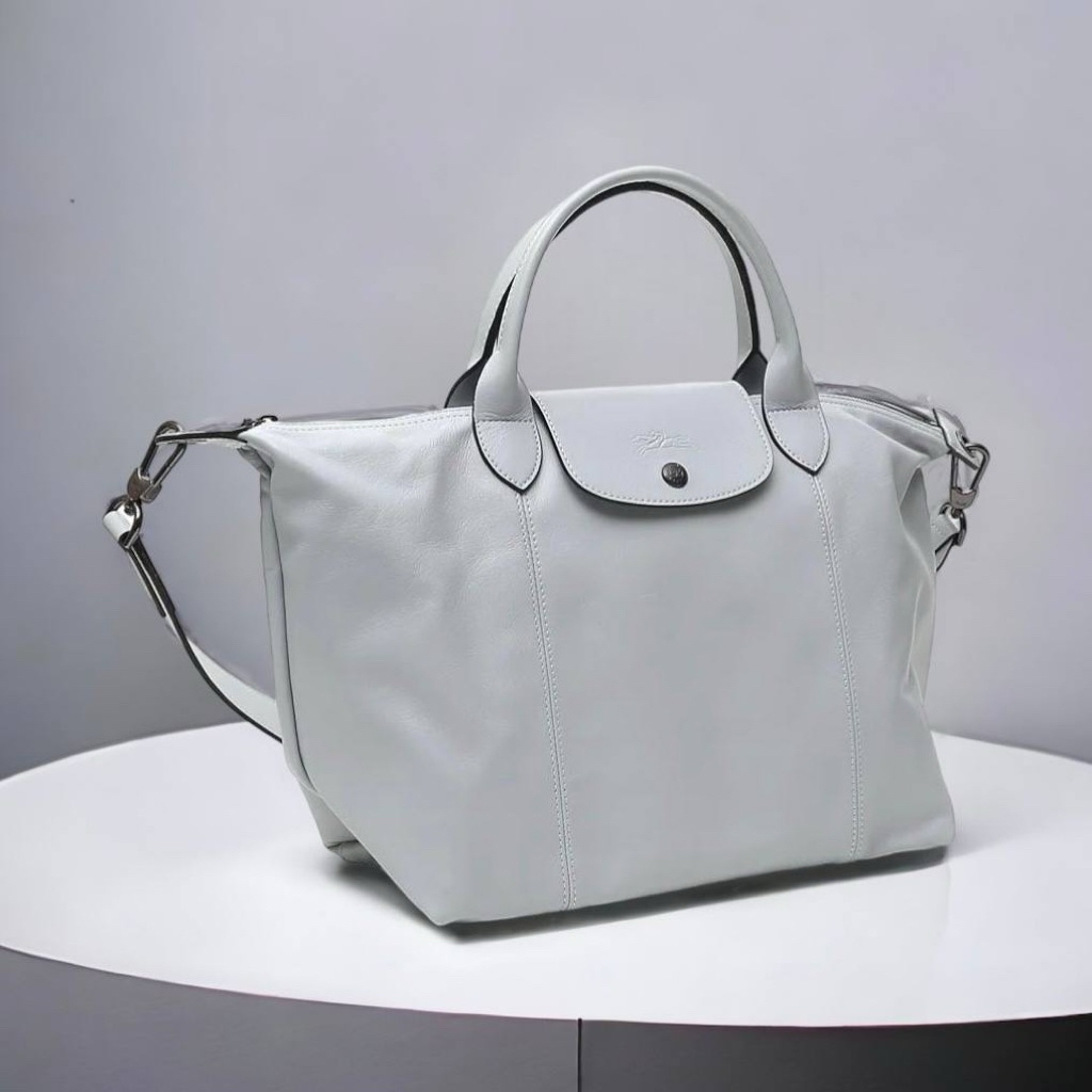 LC Le Pliage Cuir Handbag Top Handle Bag Medium M