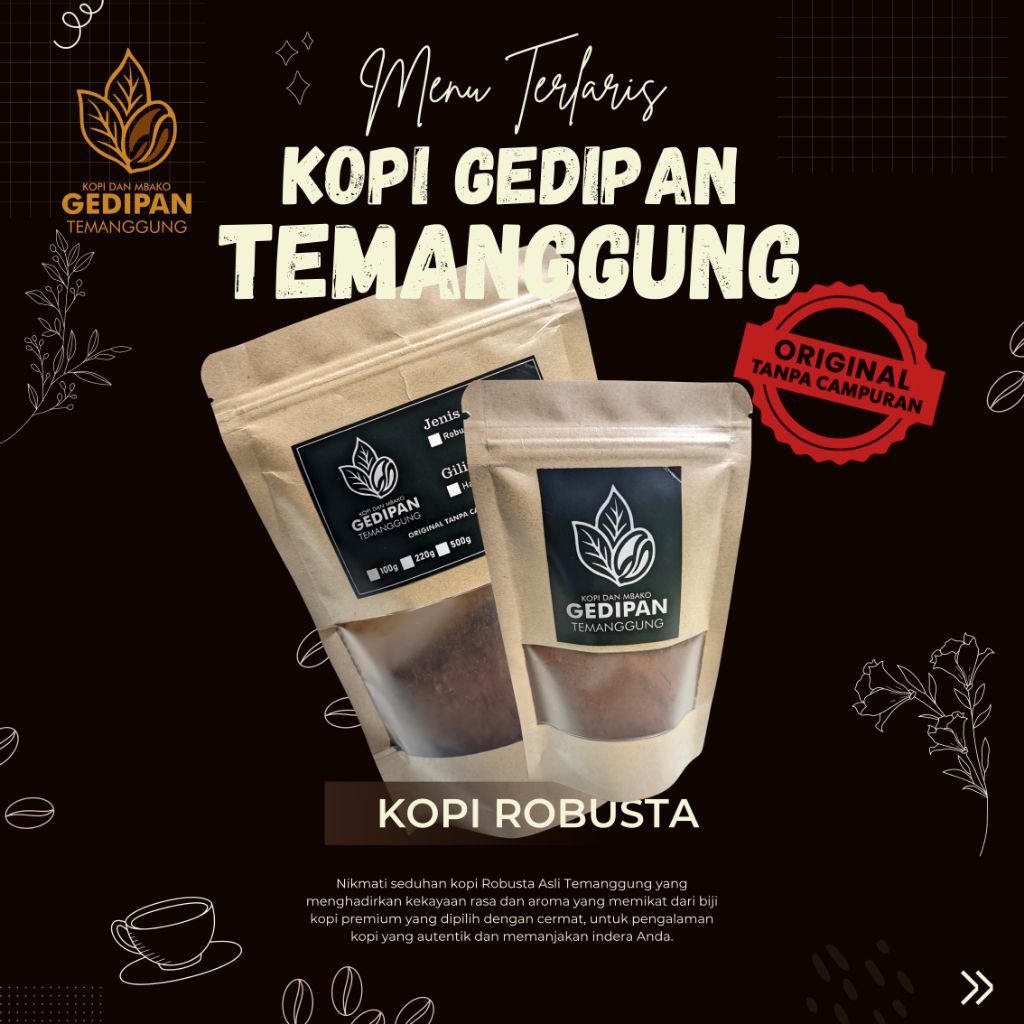 Kopi Robusta Natural Temanggung 100 gram Halus