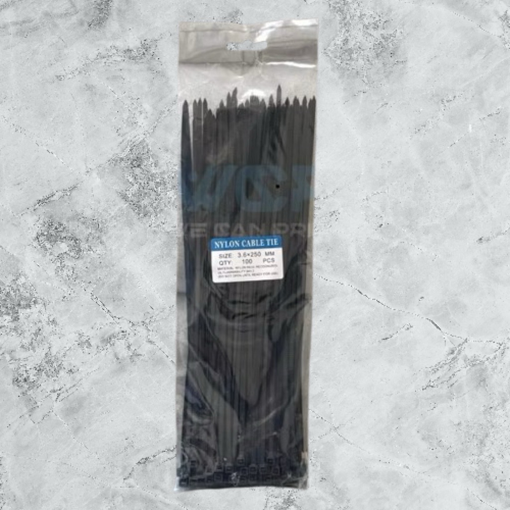 

Cable Ties uk. 3,6 x 250mm Nylon Cable Tie Hitam Putih