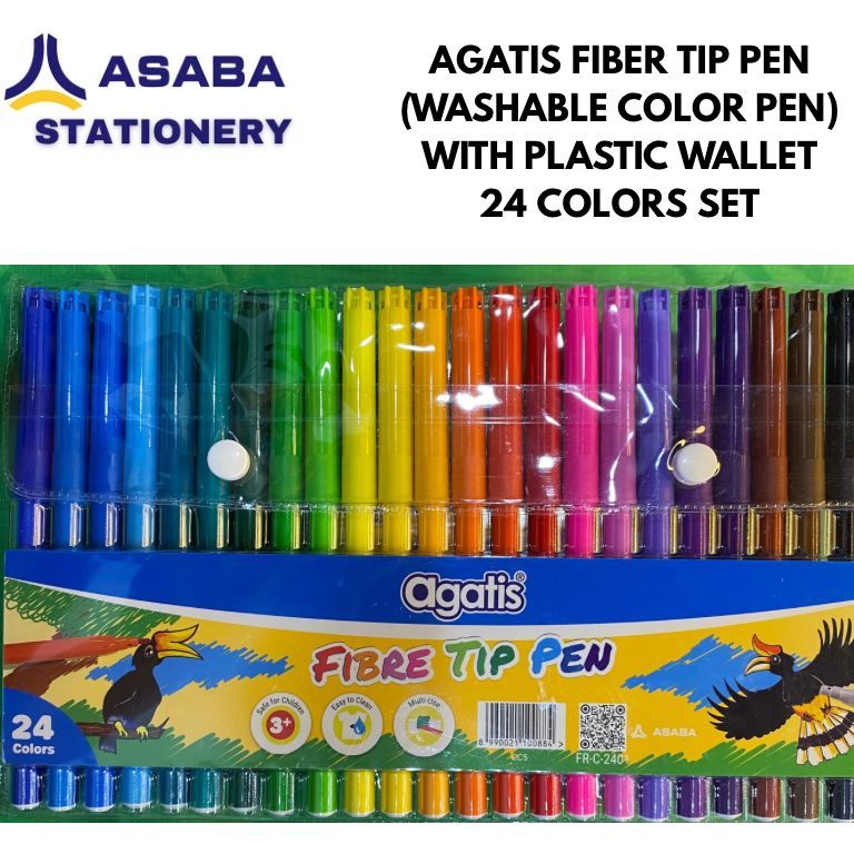 

AGATIS FIBER TIP PEN (WASHABLE COLOR PEN) WITH PLASTIC WALLET 24s COLORS