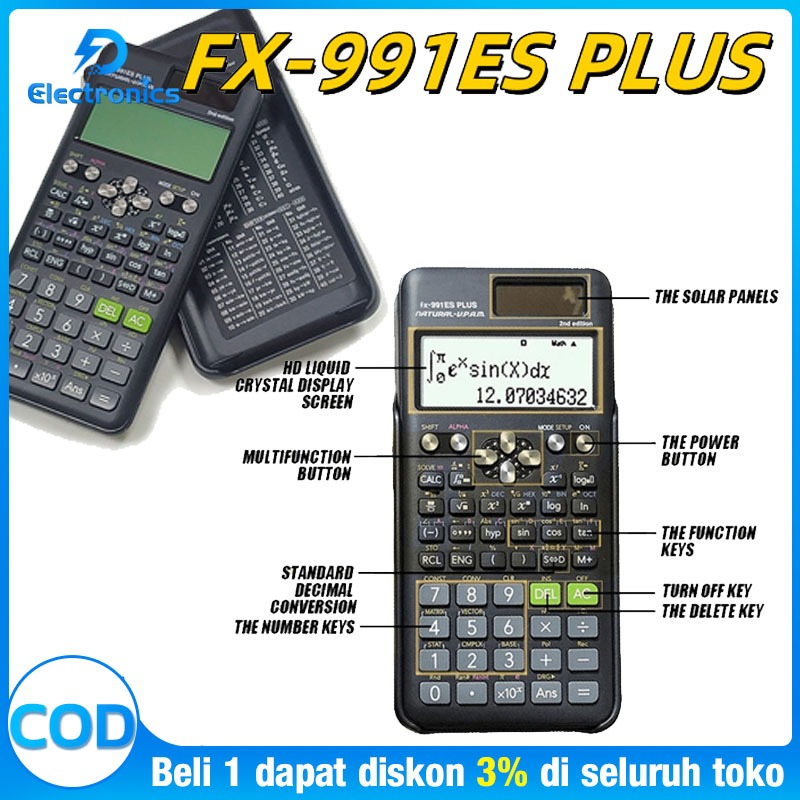 

Kalkulator Scientific Casio ilmiah FX-991EX/991ES-Plus Calculator Scientific Casio Kalkulator Casio Scientific 417 Fungsi/Dua Sumber Tenaga Baterai Dan Tenaga Matahari/40 Konstanta Rumus