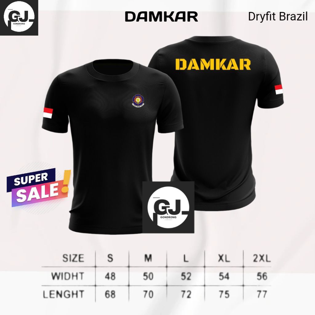 Kaos Damkar Dryfit Brazil / Baju Jersey Damkar Lengan Pendek / Kaos Lapangan Damkar