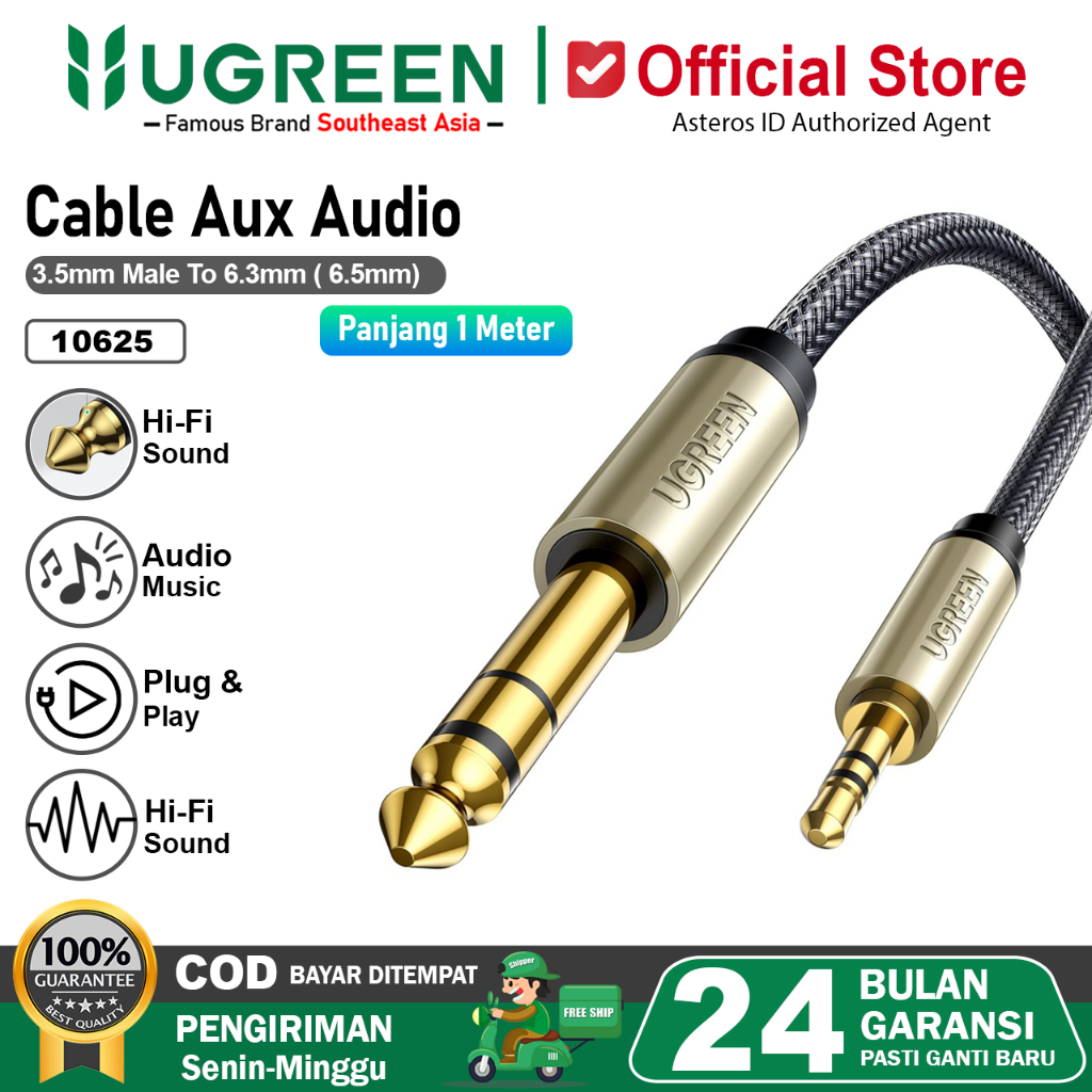 UGREEN Kabel Audio Aux 6.5mm To 3.5mm Stereo Audio TRS Stereo