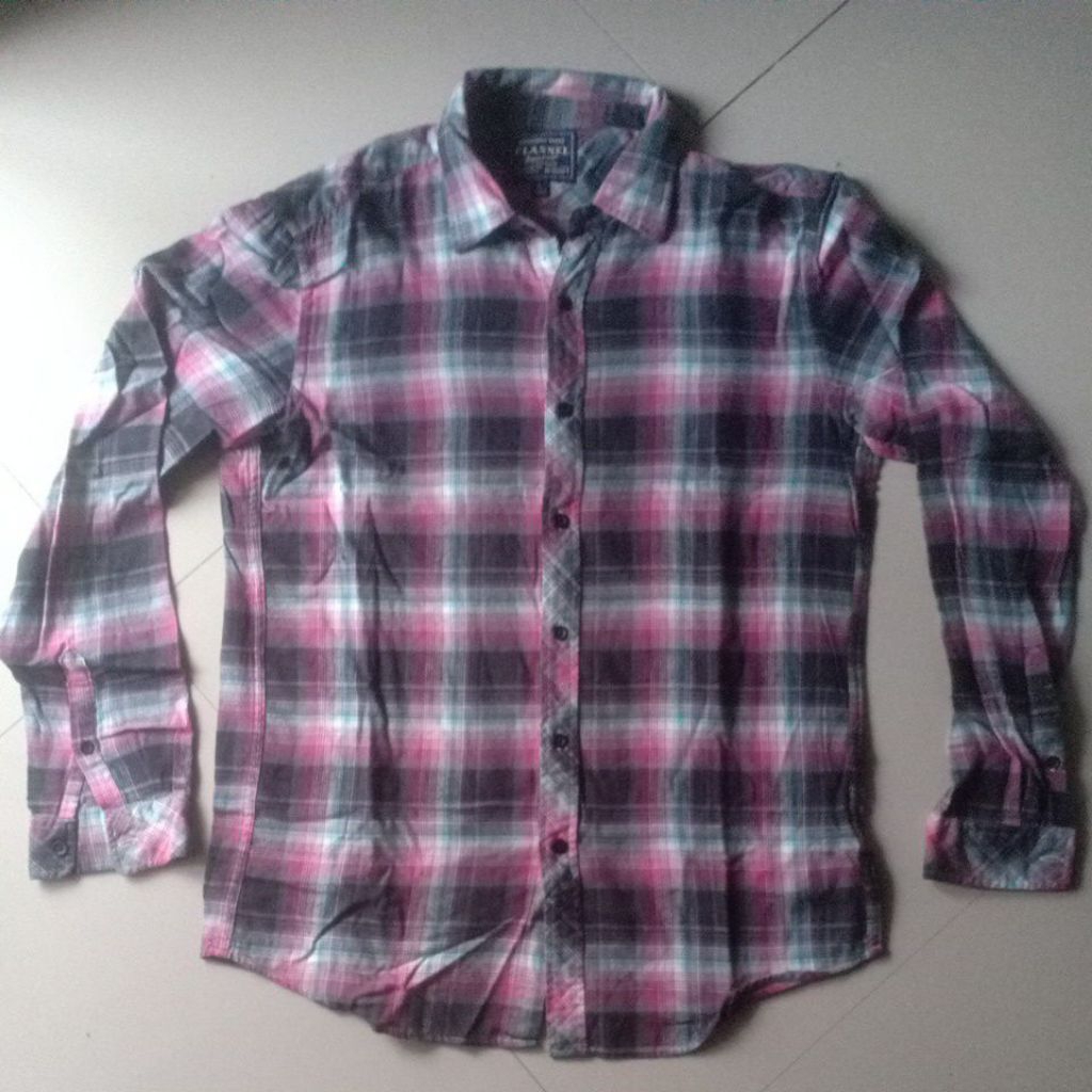kemeja flannel lengan panjang pria dewasa branded