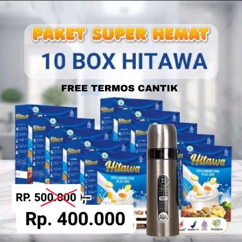 

(GRATIS T3RMOS CANTIK) PAKET 10 BOX HITAWA SUSU KAMBING ETAWA PLUS JAHE & TEMULAWAK